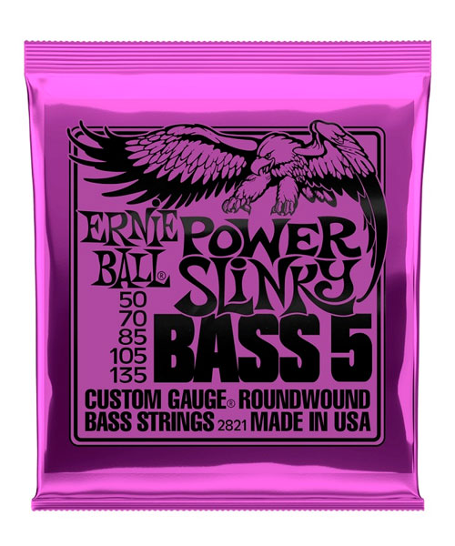 Encordadura Ernie Ball Power Slinky 2821 para Bajo Eléctrico de 5 Cuerdas 50-135