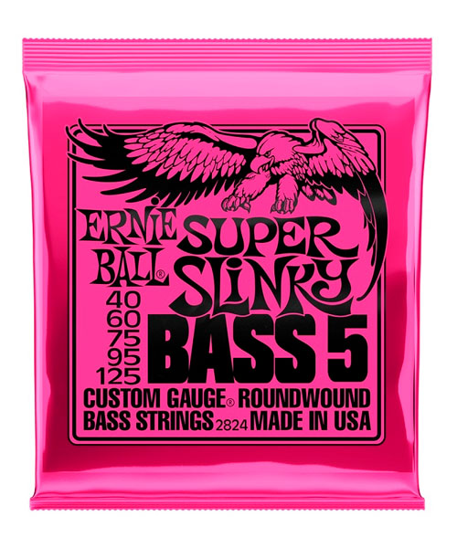 Encordadura Ernie Ball Super Slinky 2824 para Bajo Eléctrico de 5 Cuerdas 40-125