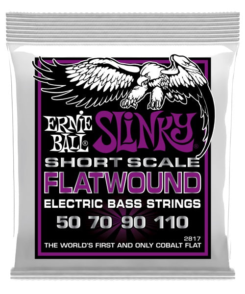 Encordadura Ernie Ball Power Slinky Flatwound Short Scale 2817 para Bajo Eléctrico 50-110