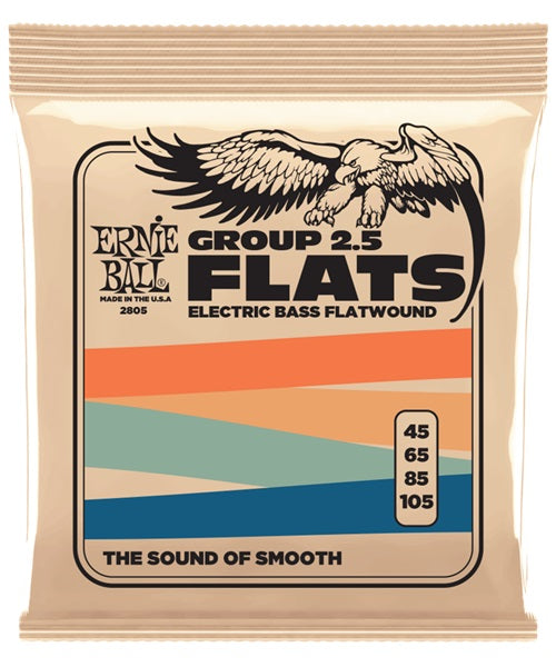 Encordadura Ernie Ball Flatwound 2.5 Acero Inoxidable 2805 para Bajo Eléctrico 45-105