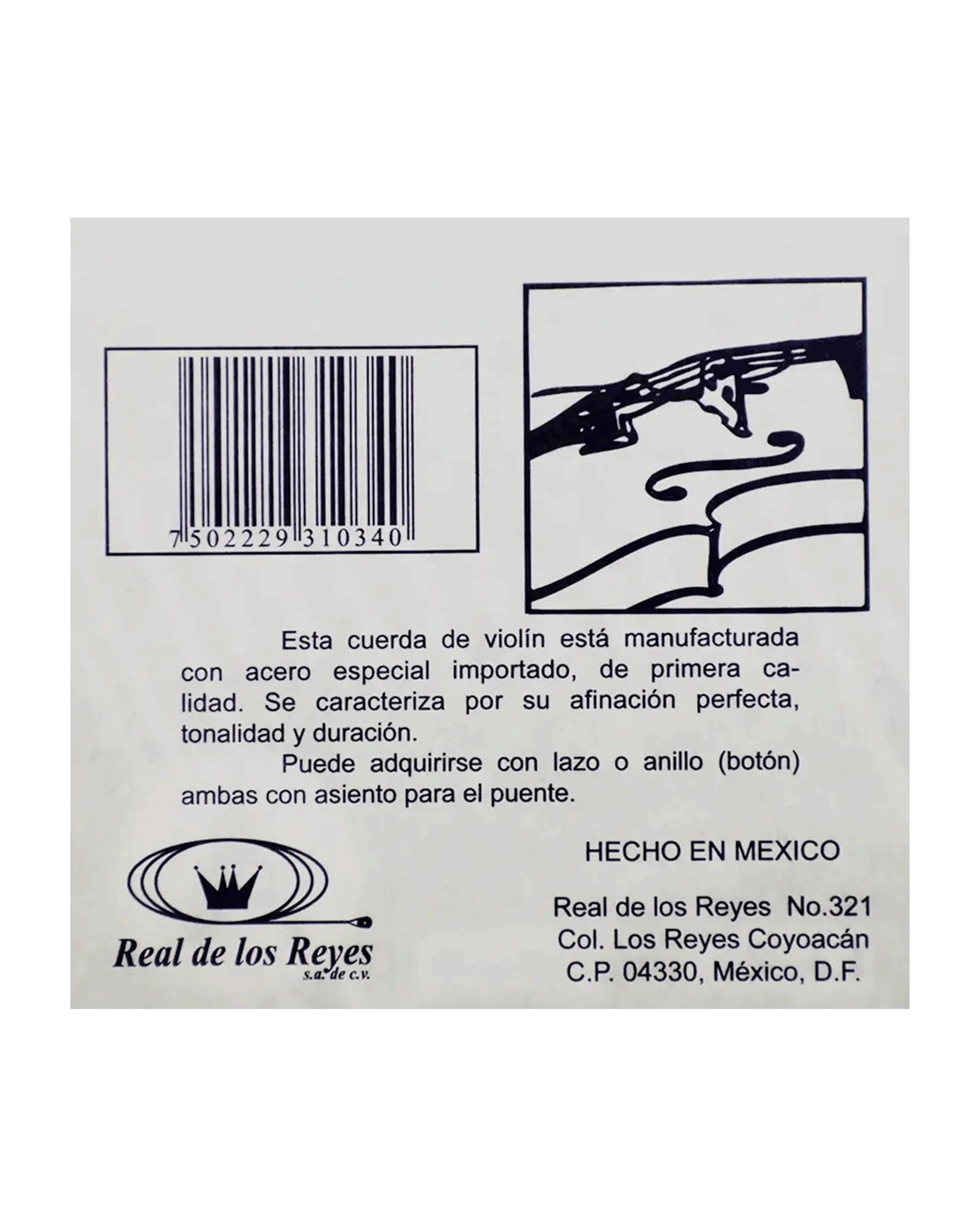 Cuerda El Cometa COVI-715-6 para Violín 4/4, 2A (A "La"), Entorchado Aluminio, 6 piezas