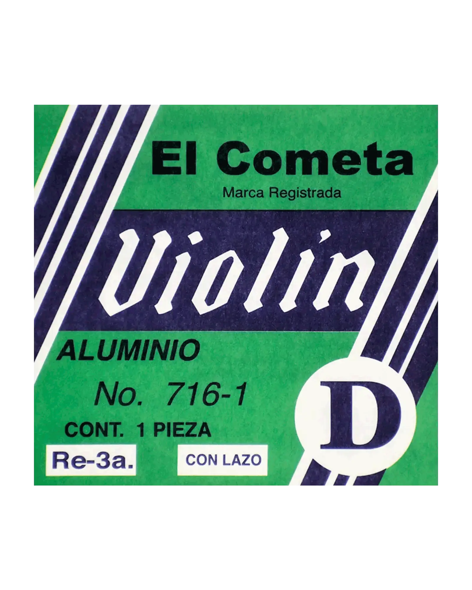 Cuerda El Cometa COVI-716-6 para Violín 4/4, 3A (D "Re"), Entorchado Aluminio, 6 piezas