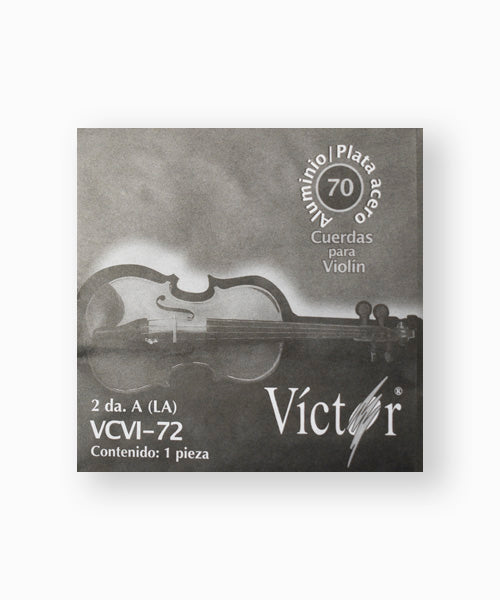 Cuerda Víctor VCVI-72-6 para Violín 4/4, 2A (A "La"), Entorchado Aluminio Pulido, 6 piezas