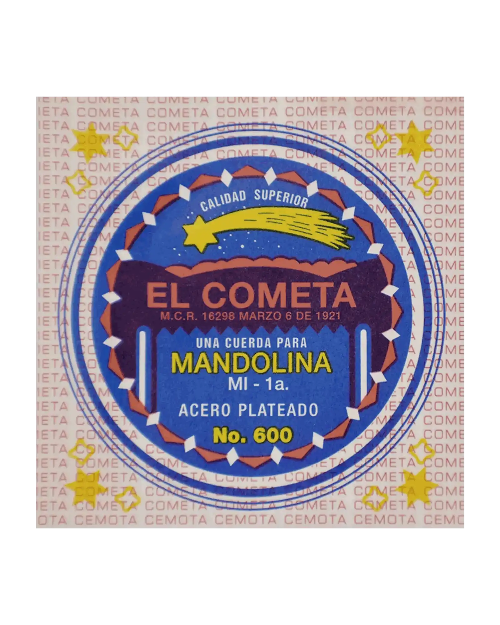 Cuerda El Cometa COMA-600-6 para Mandolina, 1A, Acero Estañado con Borla, 6 piezas