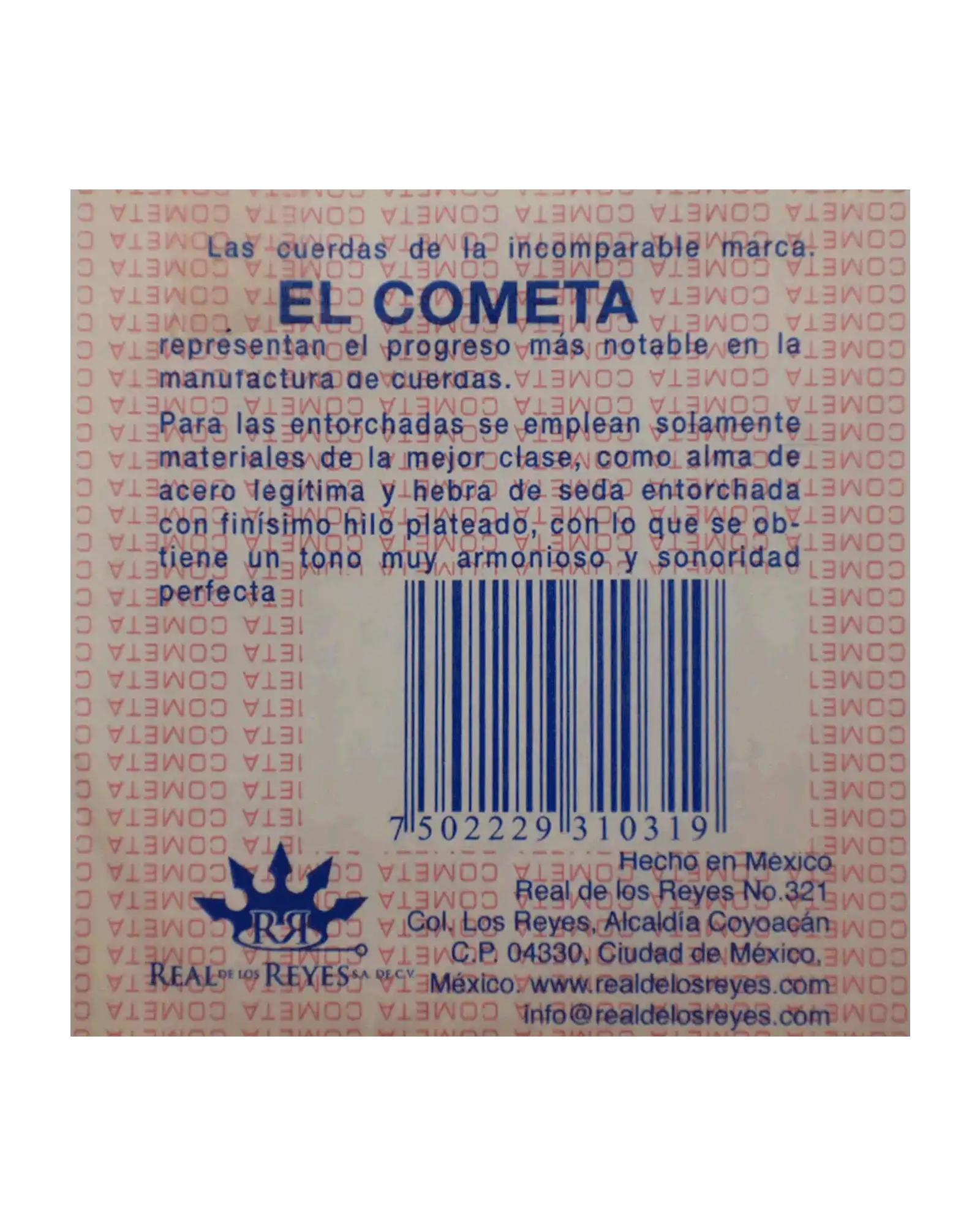 Cuerda El Cometa COMA-603-6 para Mandolina, 4A, Entorchado Cobre Plata con Borla, 6 piezas