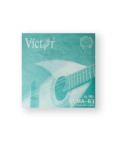 Cuerda Víctor VCMA-63-6 para Mandolina, 3A, Entorchado Cobre Plata, 6 piezas