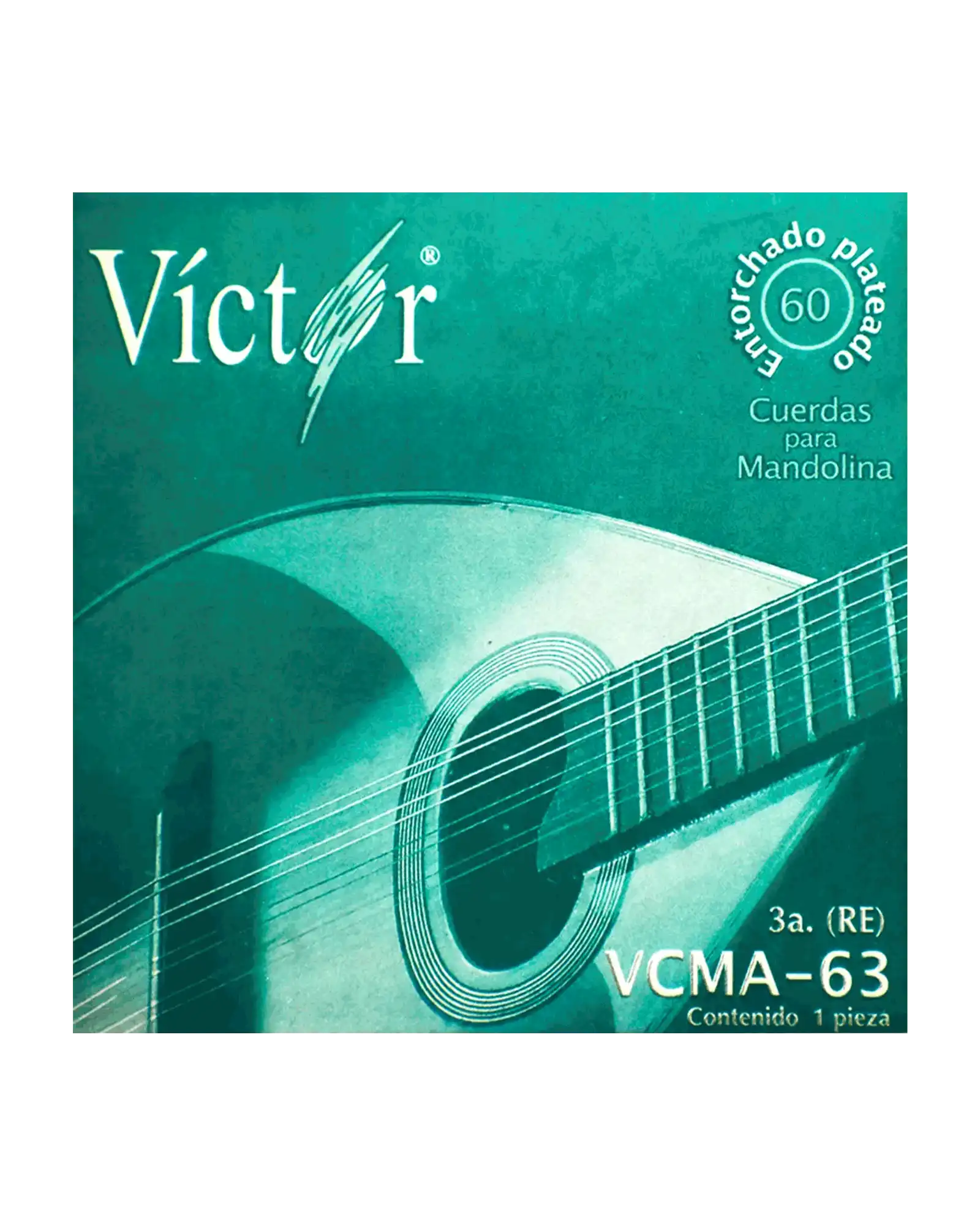 Cuerda Víctor VCMA-63-6 para Mandolina, 3A, Entorchado Cobre Plata, 6 piezas