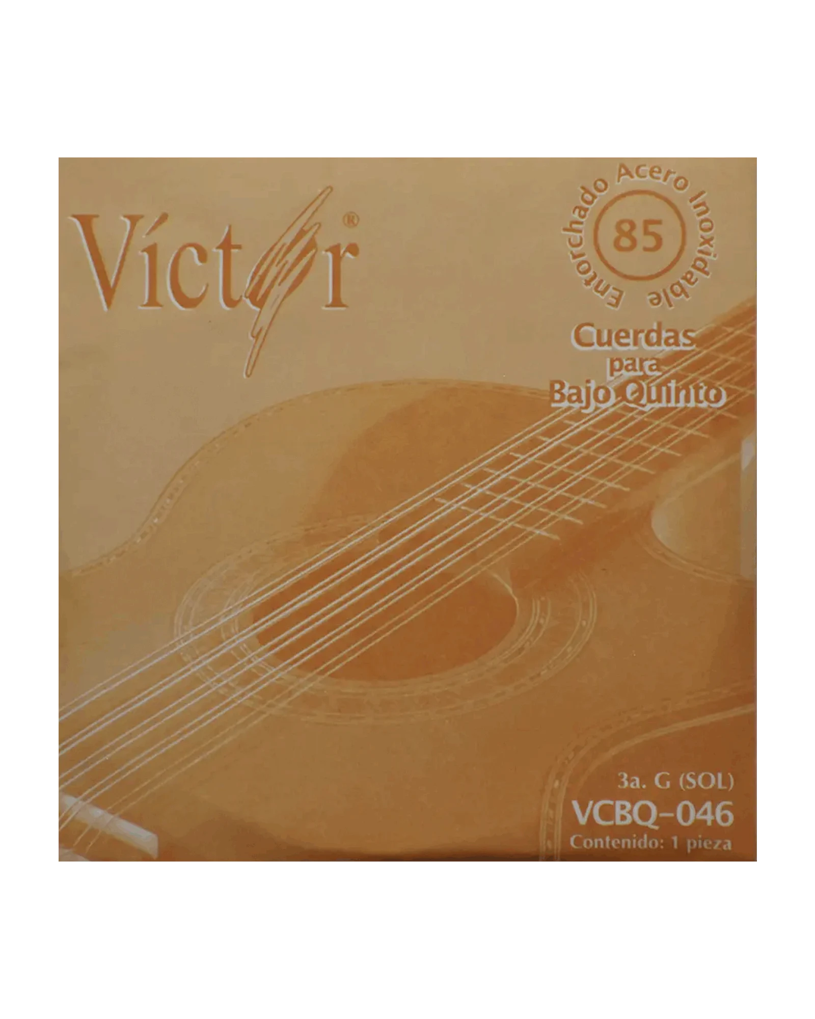 Cuerda Víctor VCBS-046-6 para Bajo Quinto - Bajo Sexto, 3A, Entorchada Acero Inoxidable, 6 pzas