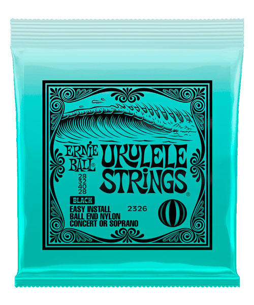Encordadura Ernie Ball Ukulele Ball End 2326 para Soprano y Concierto Nylon Negro
