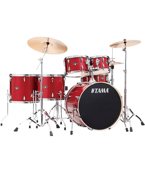 Batería TAMA Imperialstar de 6 Piezas Rojo Quemado Metálico Negro, con Atriles y Asiento