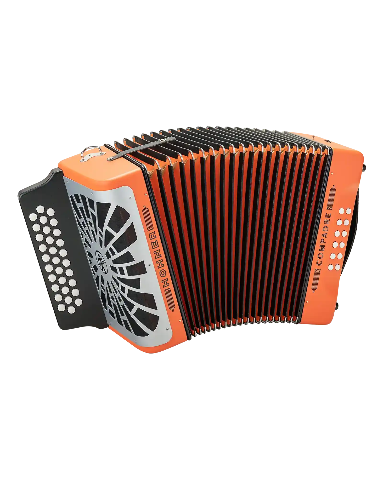 Acordeón Diatónico Hohner A48251 Compadre Sol-Do-Fa - Naranja con Funda