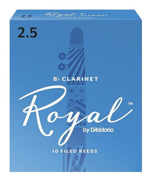 D'Addario Woodwinds (Rico) Cañas Royal para Clarinete Si Bemol 2 1/2, RCB1025(10), Caja con 10 Pzas
