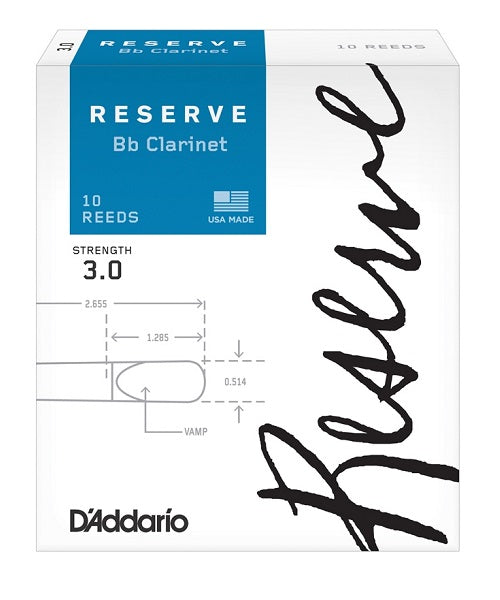 Caña D'Addario "Reserve" DCR1030(10) para Clarinete Si Bemol 3-Caja de 10 Piezas