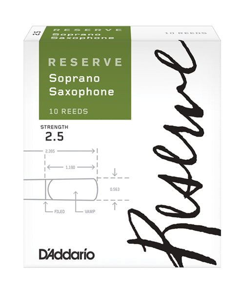 Caña D'Addario "Reserve" DIR1025(10) para Saxofón Soprano 2 1/2-Caja de 10 Piezas
