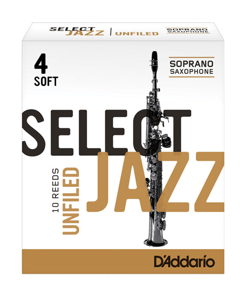Caña D'Addario "Select Jazz Unfiled" RRS10SSX4S(10) para Saxofón Soprano 4S-Caja de 10 Piezas