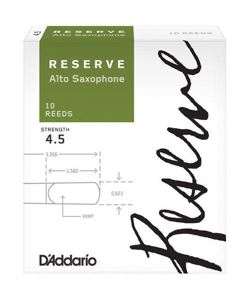 Caña D'Addario "Reserve" DJR1045(10) para Saxofón Alto 4 1/2-Caja de 10 Piezas