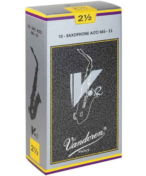 Vandoren Cañas "V12" para Saxofón Alto 2 1/2, SR6125(10), Caja con 10 Pzas