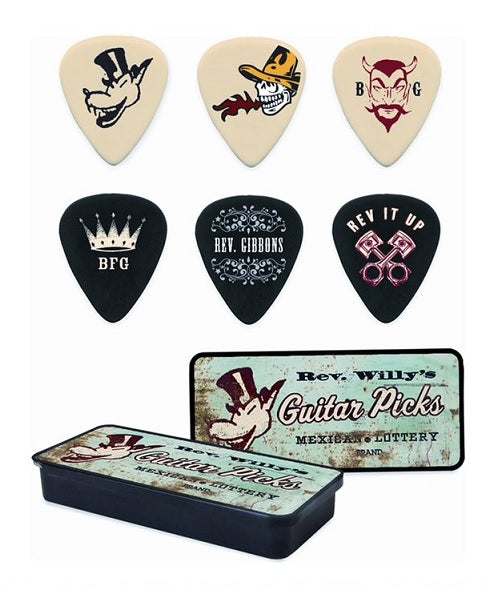 Púas Dunlop RWT02M Rev. Willy’s Mexican Lottery Brand 6 Piezas y Estuche