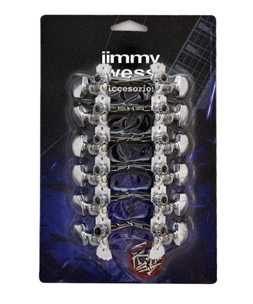 Maquinaria Jimmy Wess SKG669P-CK 6+6 Niquelada para Guitarra Acústica (Perno y Botón Metal)