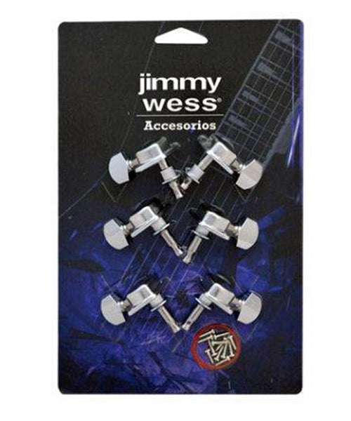 Maquinaria Jimmy Wess SKG363CR-CK 3+3 Cromada para Guitarra Eléctrica (Perno y Botón Metal)