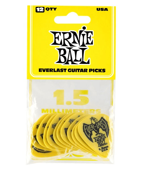 Púas Ernie Ball Everlast 9195 Amarillo 1.50mm 12 Piezas
