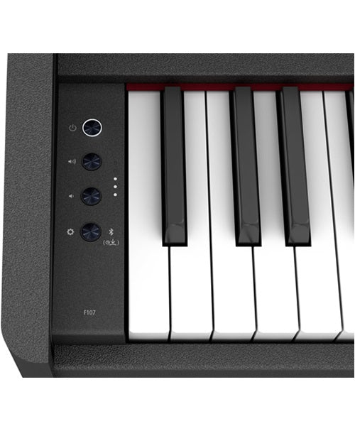 Piano Digital Roland F107-BK Negro - con Base, Pedalera y Banco