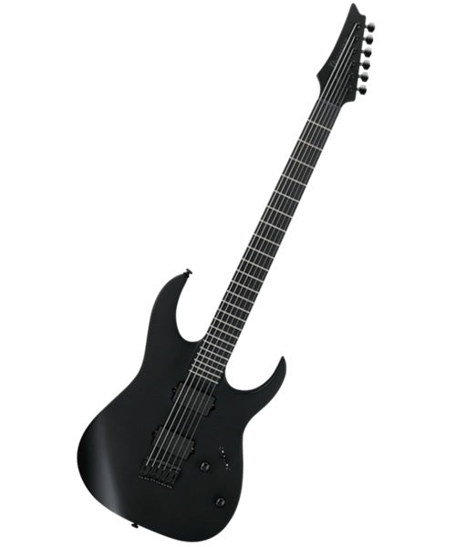 Exclusiva en Veerkamp Online Ibanez Guitarra Eléctrica Negro Mate RGRTBB21-BKF Baritono, Serie RG Iron Label