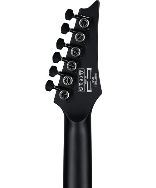 Exclusiva en Veerkamp Online Ibanez Guitarra Eléctrica Negro Mate RGRTBB21-BKF Baritono, Serie RG Iron Label