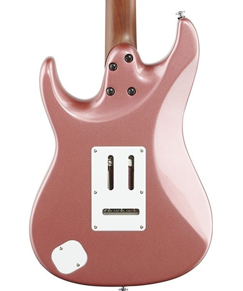 Exclusiva en Veerkamp Online Ibanez Guitarra Eléctrica Rosa Pastel Metálico AZ2204-HRM con Estuche, Serie Azes Prestige