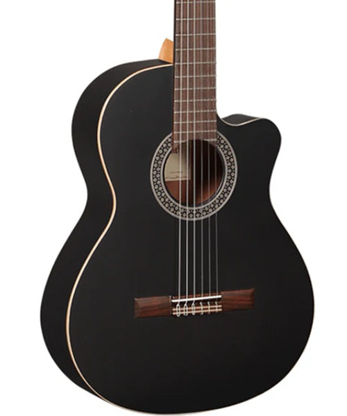 Alhambra Guitarra Electroacústica "Black Satin CW EZ" 7237, Cedro + Caoba con Funda
