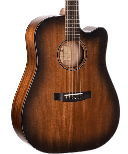 Guitarra Electroacústica Cort Core-DC AMH OPBB Caoba Mate/Sombreado Negro con Funda