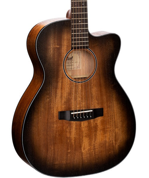 Guitarra Electroacústica Cort Core OC AMH OPBB Caoba Mate/Sombreado Negro con Funda