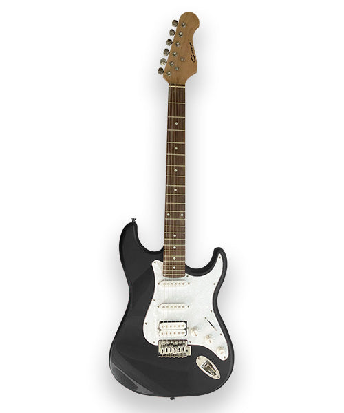 Guitarra Eléctrica Caraya E-211 BK - Negro Brillante con Funda y Tahalí
