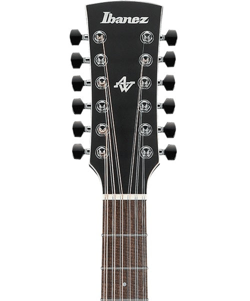 Ibanez Guitarra Electroacústica 12 Cuerdas Okume Negro Erosionado Mate AW8412CE-WK, Serie Artwood