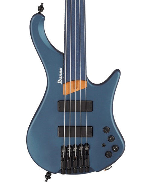 Exclusiva en Veerkamp Online Ibanez Bajo Eléctrico 5 Cuerdas Azul Metálico Mate EHB1005F-AOM Fretless con Funda, Bass Workshop