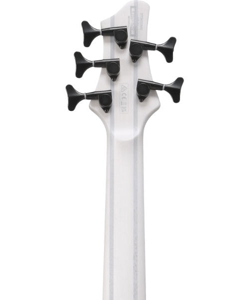 Exclusiva en Veerkamp Online Bajo Eléctrico Ibanez 5 Cuerdas BTB865MS-TWF Entintado Blanco Mate con Estuche, Serie BTB Bass Workshop