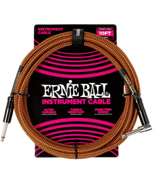 Ernie Ball Cable Braided 6470 Negro/Anaranjado 3.048 Mts. Recto/Angulado
