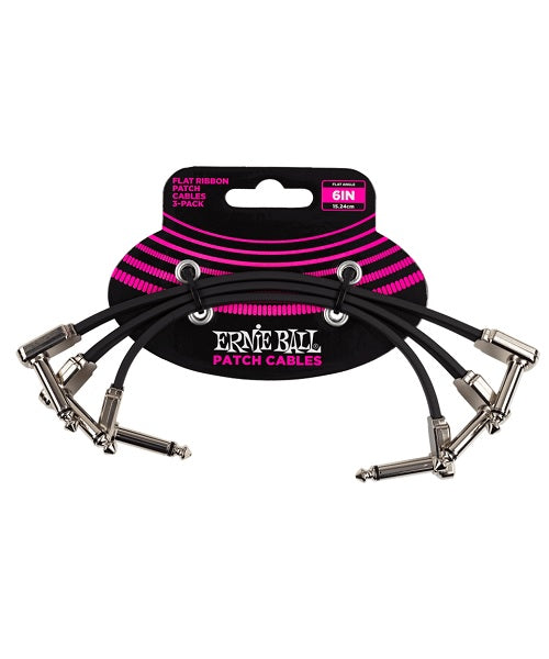 Cables de Parcheo Ernie Ball Flat Ribbon 6221 Negro Angulado/Angulado 3 Piezas 15cm