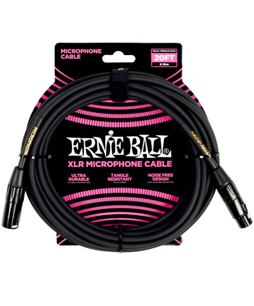 Cable Ernie Ball 6388 para Micrófono Negro XLR Macho/Hembra 6.09m