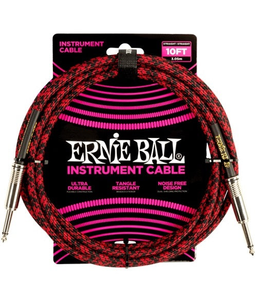 Cable Ernie Ball Braided 6394 Rojo/Negro Recto/Recto 3.048m