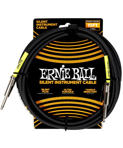 Ernie Ball Cable 6472 Negro 3.048 Mts. Recto/Recto, Classic Silent