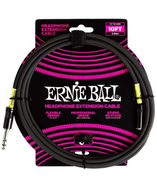 Cable Ernie Ball de Extensión para Auriculares 6422 Negro 3.048m de 1/4" a 3.5mm