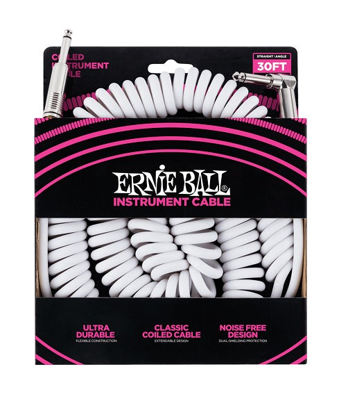 Cable Ernie Ball Coiled 6045 Blanco Recto/Angulado 9.14 m