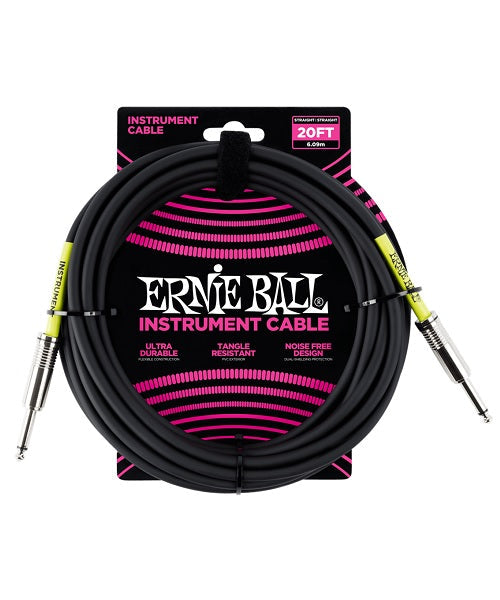 Cable Ernie Ball Clásico 6046 Negro Recto/Recto – 6.09m