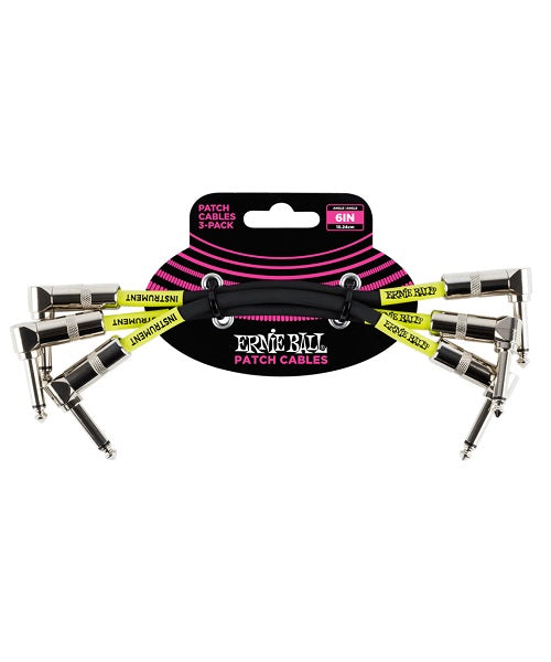 Cables de Parcheo Ernie Ball Patch 6050 Negro Angulado/Angulado 3 Piezas 15cm