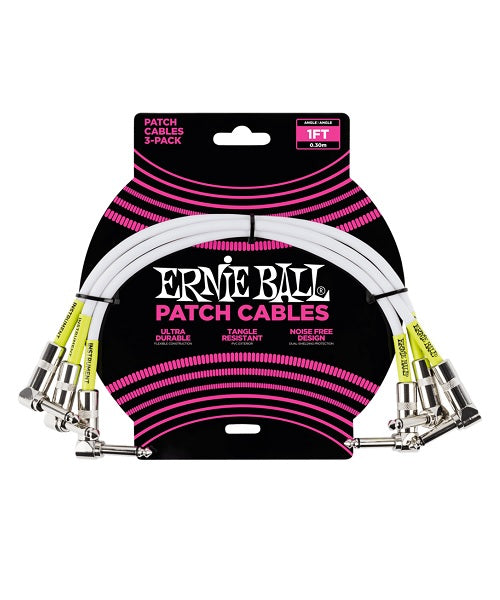 Cables de Parcheo Ernie Ball Patch 6055 Blanco Angulado/Angulado 3 Piezas 30cm