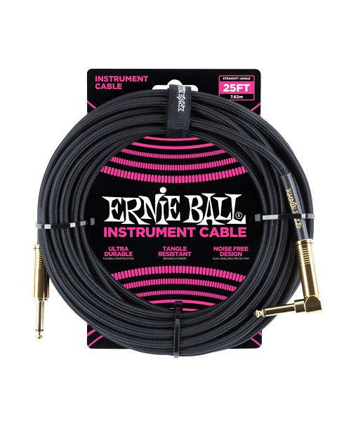 Cable Ernie Ball Braided 6058 Negro Recto/Angulado 7.62 m