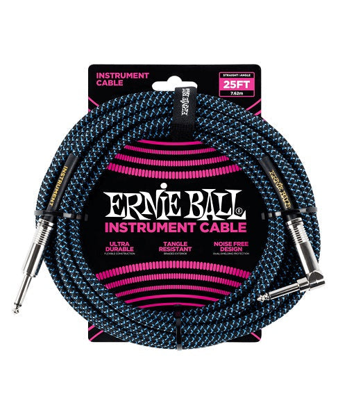Cable Ernie Ball Braided 6060 Negro/Azul Neón Recto/Angulado 7.62m