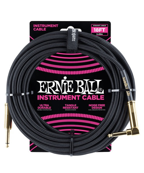 Cable Ernie Ball Braided 6086 Negro Recto/Angulado 5.49m