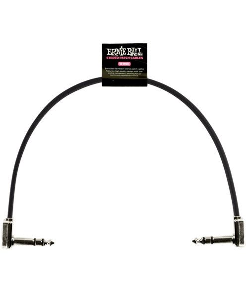 Ernie Ball Cable Estéreo Flat Ribbon 6409 Negro 0.3048 Mts. Angulado/Angulado, 1pza